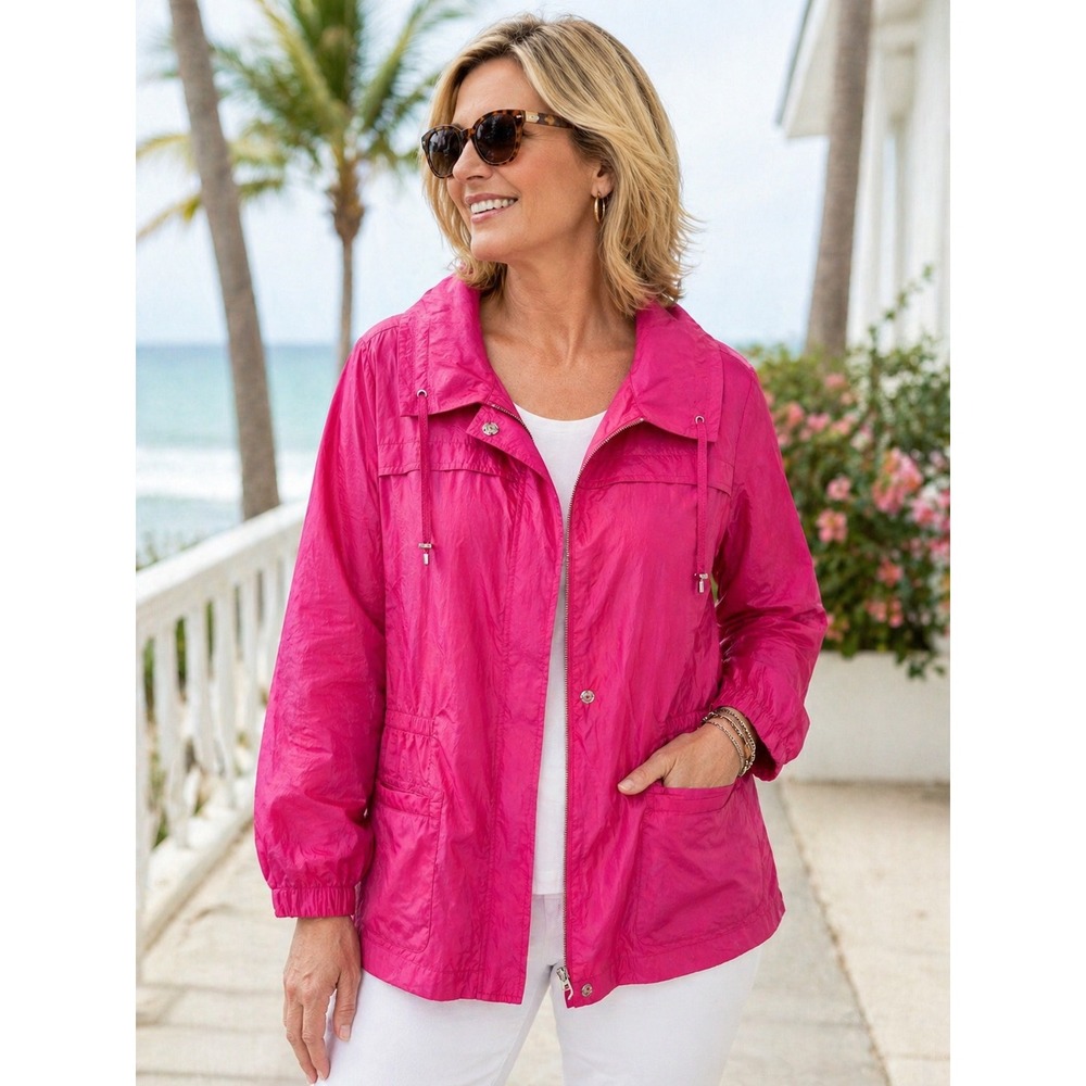 Chico's Zenergy Pink Coastal Anorak Jacket XL Lightweight‎ Utility